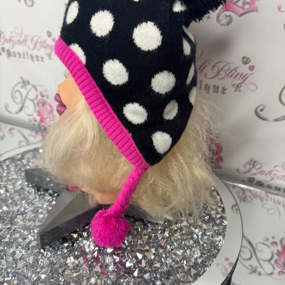 Disney hat touque bow ribbon 🎀 ears Minnie Mouse Polka Dot Hat Pink Accents - Picture 4 of 10